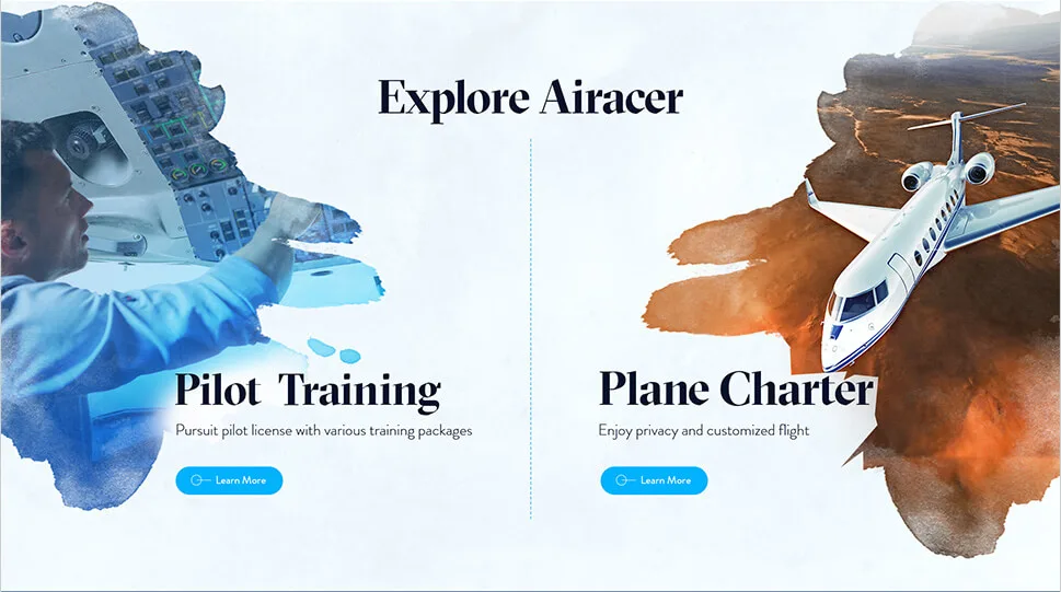 Airacer private jet charter booking interface - view 4