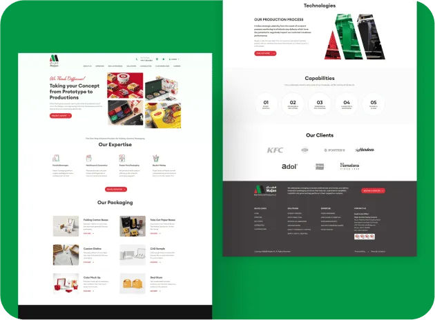 Majan packaging website designed by IndexGlance